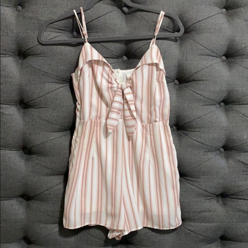 Sage the Label Blush and white Striped Romper